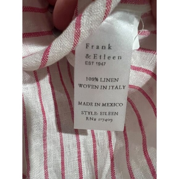 NEW FRANK & EILEEN EILEEN RELAXED BUTTON-UP SHIRT IN PINK STRIPE LINEN - Picture 8 of 10